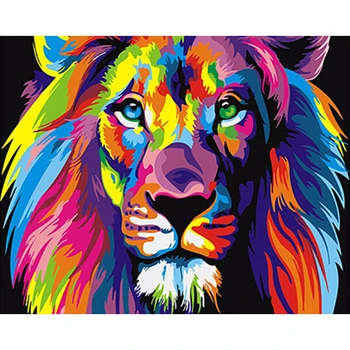 Maľovanie Podľa Čísel DIY Dropshipping 40x50 50x65cm Farebné lví hlavy Zvierat Plátno Svadobné Dekorácie Umenie obrázok Darček