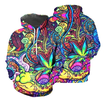 Hippie farebné Trippy 3d Psychedelic mikiny/Mikina Zimné jeseň Harajuku Dlhý rukáv streetwear