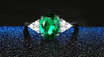 Vyrobený zo Striebra 925 Šperky Zelený Smaragd Drahokam Prstene pre Ženy Bizuteria Anillos Luxusné Zirconia Diamantové Prstene pre Ženy