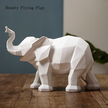 30 cm Moderný jednoduchý slon ornament dekorácie nordic tvorivé modelu dom domov geometrické origami slon zvierat socha