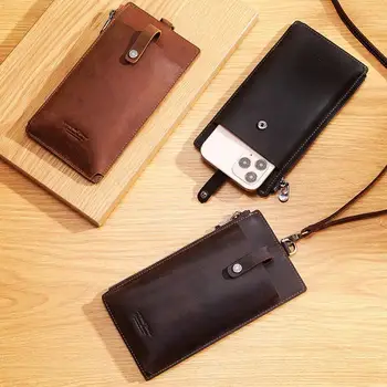 Univerzálne Kožené Mobilný Telefón Taška Multifunkčné Karty Vrecku Peňaženku Vysokej Kvality Krk Taška cez Rameno Pre iPhone