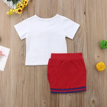 Novonarodené Deti, Baby, Dievčatá Oblečenie Sadu Luk Kvet Kravatu Princezná Deti Obleky T-shirt+Mini Sukne 2ks Módne Batoľa Oblečenie