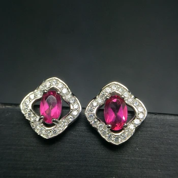 Jednoduchý štýl Ružová Topaz ucho pin 925 silver malé roztomilé špeciálne predaj