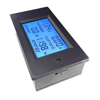 Voltmeter Ammeter DC Digital Modré Podsvietenie Panela Vstavané Vypínacia LCD Napätie prúdová Spotreba Meter S Funkciou Budíka