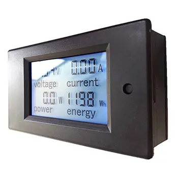 Voltmeter Ammeter DC Digital Modré Podsvietenie Panela Vstavané Vypínacia LCD Napätie prúdová Spotreba Meter S Funkciou Budíka