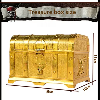 Plastové Zlatý Poklad Mincí Kapitán Pirátske Strany Piráta S Pokladom, Dieťa Treasure Chest (Truhlica S Pokladom, Zlaté Mince Hračka