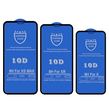 10pcs 10D Tvrdeného Skla Pre iPhone 12 Mini 11 Pro Max XS XR X 8 7 6 6 Plus SE Plné Pokrytie Pokrytie Zakrivené Screen Protector Film