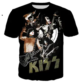Nové Lumbálna Vianočné KISS Kapela 3D vytlačené Rock pánske tričko Čierne tričko Zábavné Pohode Tee tričko/Streetwear Nadrozmerné 5XL TOP