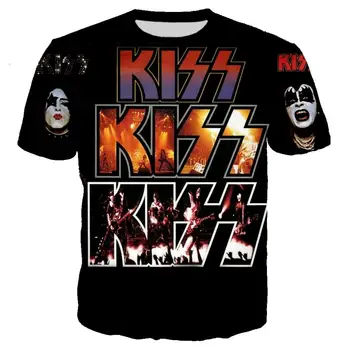 Nové Lumbálna Vianočné KISS Kapela 3D vytlačené Rock pánske tričko Čierne tričko Zábavné Pohode Tee tričko/Streetwear Nadrozmerné 5XL TOP