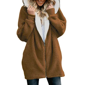 Ženy Vesty Umelú Kožušinu Dámy Teplé Fleece Sveter Umelú Kožušinu Kabát s Kapucňou, Outwear Femme Plus veľkosť 5XL dámske Bundy Zimné Kabát