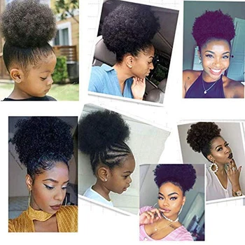 Sapphire Afro Lístkového Šnúrkou Copu Ľudské Vlasy Krátke Afro Kinkys Kučeravé Afro Buchta Rozšírenie Príčesky Predlžovanie Vlasov 2 Klipy
