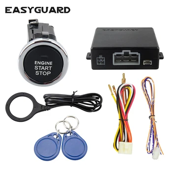 EASYGUARD Radio Frequency Identification auto alarm keyless go systém push start stop tlačidlo núdzového prepísať ec008-p5 DC 12V