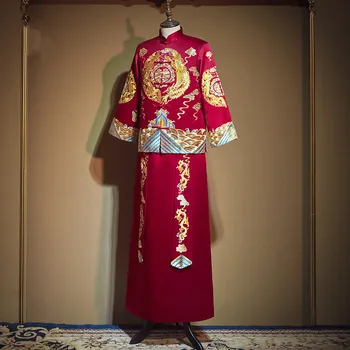 Moderné Lepšiu Čínskej Tradičnej Pár Svadobné Šaty Výšivky Dlho Cheongsam Štýlové Elegantné Nevesta китайская одежда