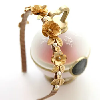 2020 Módne Barokový Crystal Pearl Zlatý Kovový Kvet, List Tiara Svadobné Hlavový Most Headdress Vlasy, Šperky Príslušenstvo Strana Dary