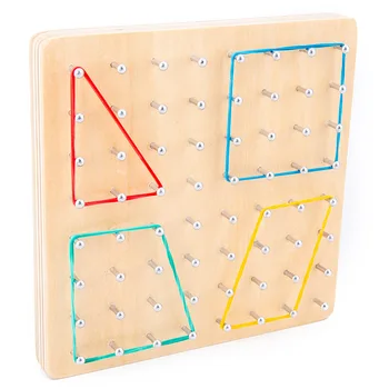 Drevené Geoboard Matematické Manipulatívne Materiál Pole Blok Geo Dosky Grafické Vzdelávacie Hračka S Vzor Karty Montessori