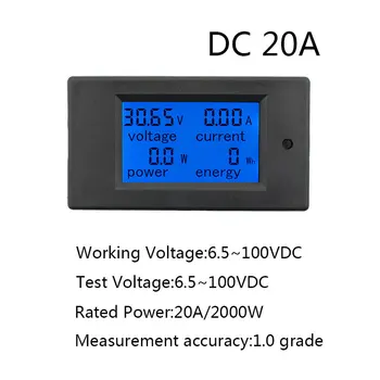 DC 6.5-100V 0-100A 0-20A LCD Displej Digitálny Prúd Napätie Napájania Energie Meter Multimeter Ammeter Voltmeter Prúd 100A Vypínacia