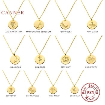 CANNER 12-Mesačného Klinček Fialová Kolo Astrolabe Reálne 925 Sterling Silver Náhrdelník Pre Ženy 2020 Šperky Choker Príveskom Golier