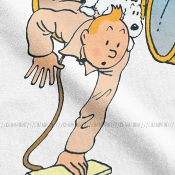 Vintage The Adventures Of Tintin Zasnežené T-Shirt Mužov Čistej Bavlny T Shirt Herge Komické Treska Kapitán Pes Short Sleeve Tee 6XL Topy