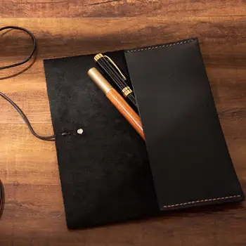 Originálne kožené puzdro na ceruzku, pero, ručné papiernictvo taška stručný vintage čierna cowhide Príslušenstvo notebook Kontajner na pero
