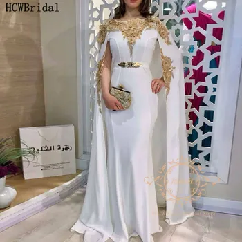 Nové 2020 Arabčina Večerné Šaty S Maskou Elegantný Appliques Morská Víla Dlho Ženy Formálne Šaty Prispôsobiť Župan De Soiree