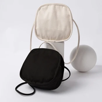 Víla plátno malé okrúhle taška jednoduché osobnosti taška cez rameno wild biele plátno taška ženy