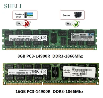SHELI 8 GB/16 GB PC3-14900R 1866MHz 240PIN ECC Registered RDIMM Server Pamäť