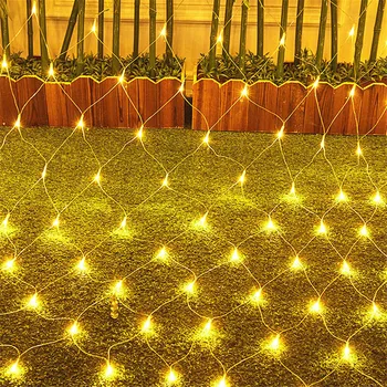 Thrisdar LED Čistý Oka Víla String Svetlo 3x2M 6x4M 10x1M Vonkajšie Vianočné Oka Víla Svetlo Svadobné Okno Opony Garland Svetlo