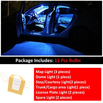 11 Ks/set Auto Príslušenstvo Interiérové LED Žiarovky Pre Toyota Prius 2004-Štýlové Doplnky T10 31MM Mapu Dome batožinového priestoru Lampa