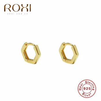 ROXI 925 Sterling Silver Šperky Šesťhranné Geometrické Hoop Náušnice pre Ženy, Dievčatá Pendientes Strany Darček Náušnice Oorbellen