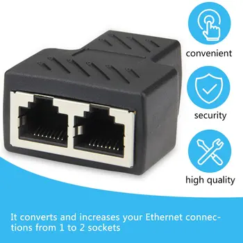 Konektor Samica Zásuvky Sieťový Konektor RJ45 Ethernet LAN Sieti Y Splitter 3 Porty Spojka Konektor 1 2 Zásuvky Splitter