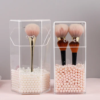 Box Prípade Jasne Pultu Transparentné Akrylátové Make-Up Organizátor Kontajner Manikúra Domov Pearl Kozmetické Skladovanie Lisptick Kefa