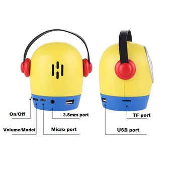 Vonkajšie Bezdrôtové Bluetooth Reproduktor Domáce Prenosné Roztomilý Kreslený Malý Žltý Muž Karty Subwoofer Podporuje U Diskov MP3 Prehrávanie