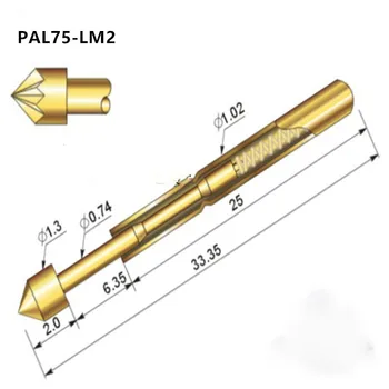 PAL75-LM2 100ks Test Sonda Jar Mosadz Pozlátené Pre Testovanie Doska Elektronického Nástroja Nástroj Dĺžke Cca 33.35 mm