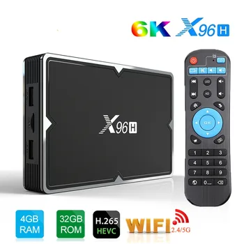 X96H Smart Andriod 9.0 TV Box 4k Media Player 2.4 G/5G Dual Wifi 6K Allwinner H603 Quad Core, 4GB RAM, 64 GB ROM USB3.0 Set-Top-Box