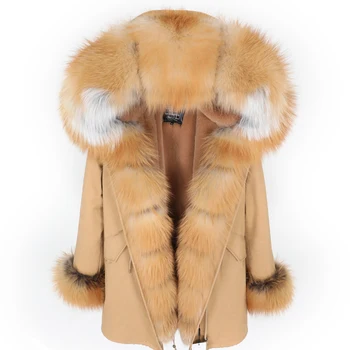 Maomaokong2020 nové Reálne Fox Kožušiny Golier Zimné dámske Bundy Dlho teplé módna bunda žena park vrchné oblečenie