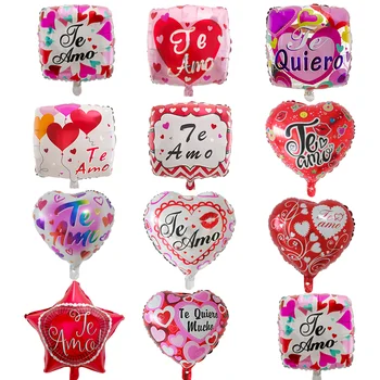 50pcs 18-palcové španielsky Šťastný Deň, Milujem ťa Fólie Mylar balóny Srdca Lásky, svadobné Valentína Hélium Balloon Air Globos Loptu