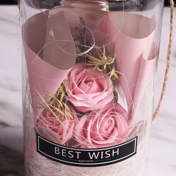 HORÚCE Valentines Day Darček Aromaterapia Mydlo Ruža LED Mydlo Kvet Plastové Fľaše Dekorácie Vianočné Darčeky Ženy Darček