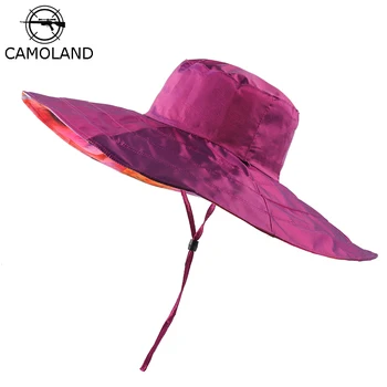 CAMOLAND Candy Farby Vedierko Hat Pre Ženy Leto Dvojité Bočné Slnečné Klobúk Vonkajšie Dlhý Široký Okraj Boonie Klobúky Ženskej Módy Pláž Cap