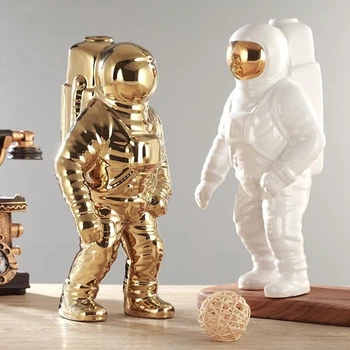 Zlato Priestor Muž Socha Astronaut Módne Váza Tvorivé Moderné Keramické Kozmonaut Model Ornament Dekorácie, Záhradné Sochy Domov