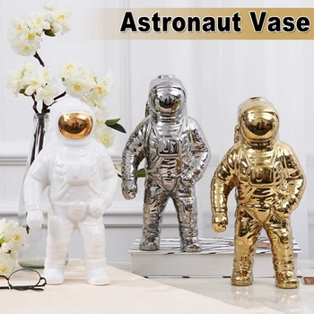 Zlato Priestor Muž Socha Astronaut Módne Váza Tvorivé Moderné Keramické Kozmonaut Model Ornament Dekorácie, Záhradné Sochy Domov