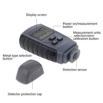 RM660 Farby Povlaku s Hrúbkou Rozchod Digitálny Tester Meter Nástroj, Železa, Hliníka, Kovu Auto Automobilový priemysel nekovových 0-1.25 mm