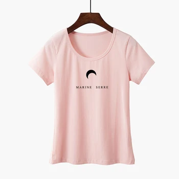 Kórejský Módne List Mesiac Grafické Tričko Topy Ženy Lete Roku 2019 Plus Veľkosť Krátke Rukáv Tričko Školáčka Streetwear Tumblr