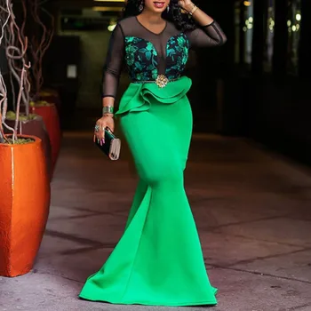 Kráľovská Modrá Ženy Dlho Maxi Šaty Elegantné Morská Víla Trúby Afriky Volánikmi Šaty Čipky Party Šaty Žien Večer Elegantné 2021