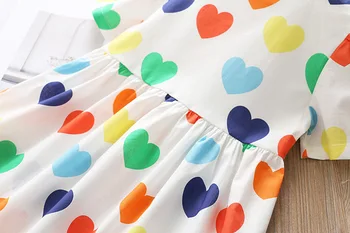 Dievčenské Letné Šaty Srdce Vytlačené Farebné Bežné Oblečenie pre Baby Girl Princezná Kúpacie Oblečenie Nový Príchod 2019 Móda