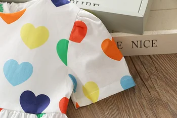 Dievčenské Letné Šaty Srdce Vytlačené Farebné Bežné Oblečenie pre Baby Girl Princezná Kúpacie Oblečenie Nový Príchod 2019 Móda