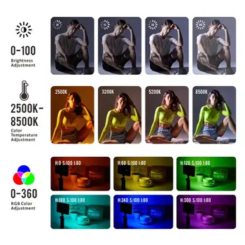 Sesenpro SL218W RGB Video Svetlo 2500-8500k Full Farebné LED Osvetlenie Vodotesný IP67, Vyplňte Svetlo Lampy na Telefón Fotoaparátu Streľba