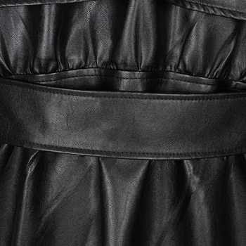 Nerazzurri módne zákopy srsti pre ženy, plus veľkosť black skladaný s dlhým rukávom s kapucňou jeseň faux kožené sako ženy 5xl 6xl 7xl