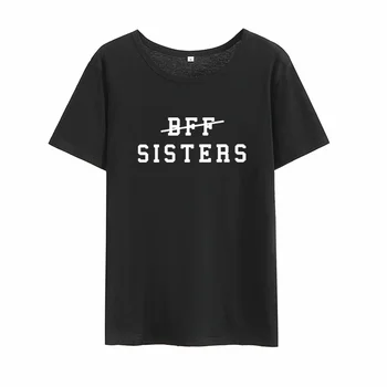 Bff Sestra Tričko Bavlnené Tričko Ženy Krátky Rukáv Najlepší Priateľ T Shirt Ženy O-neck Tee Tričko Femme Biela Camiseta Feminina Top
