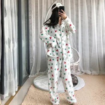Shin-chan Flanelové Pyžamo 2020 Zimné Pastelka Ženy Sleepwear Roztomilý Kreslený oblečenie pre voľný čas Žien s Očná Maska Pyžamo Nastaviť Velvet Teplé