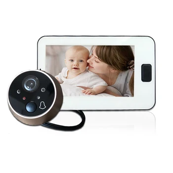 Nočné Videnie Cat Eye Zvonček Peephole Dvere Fotoaparát 4.3 Palcový Farebný Displej Video Dvere Viewer Video-oko Home Security